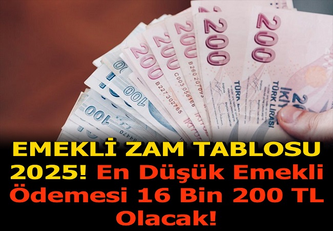 EMEKLİ ZAM TABLOSU 2025