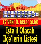 19 YENİ İL BELİRLENDİ